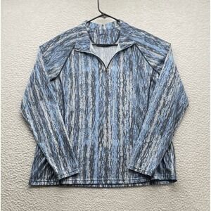 Orvis Pullover Womens Large L Blue 1/4 Zip Stretch Wicking Fly Fishing Sun UPF